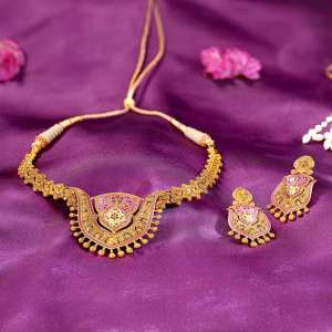 Stamped Splendor Gold Necklace Set